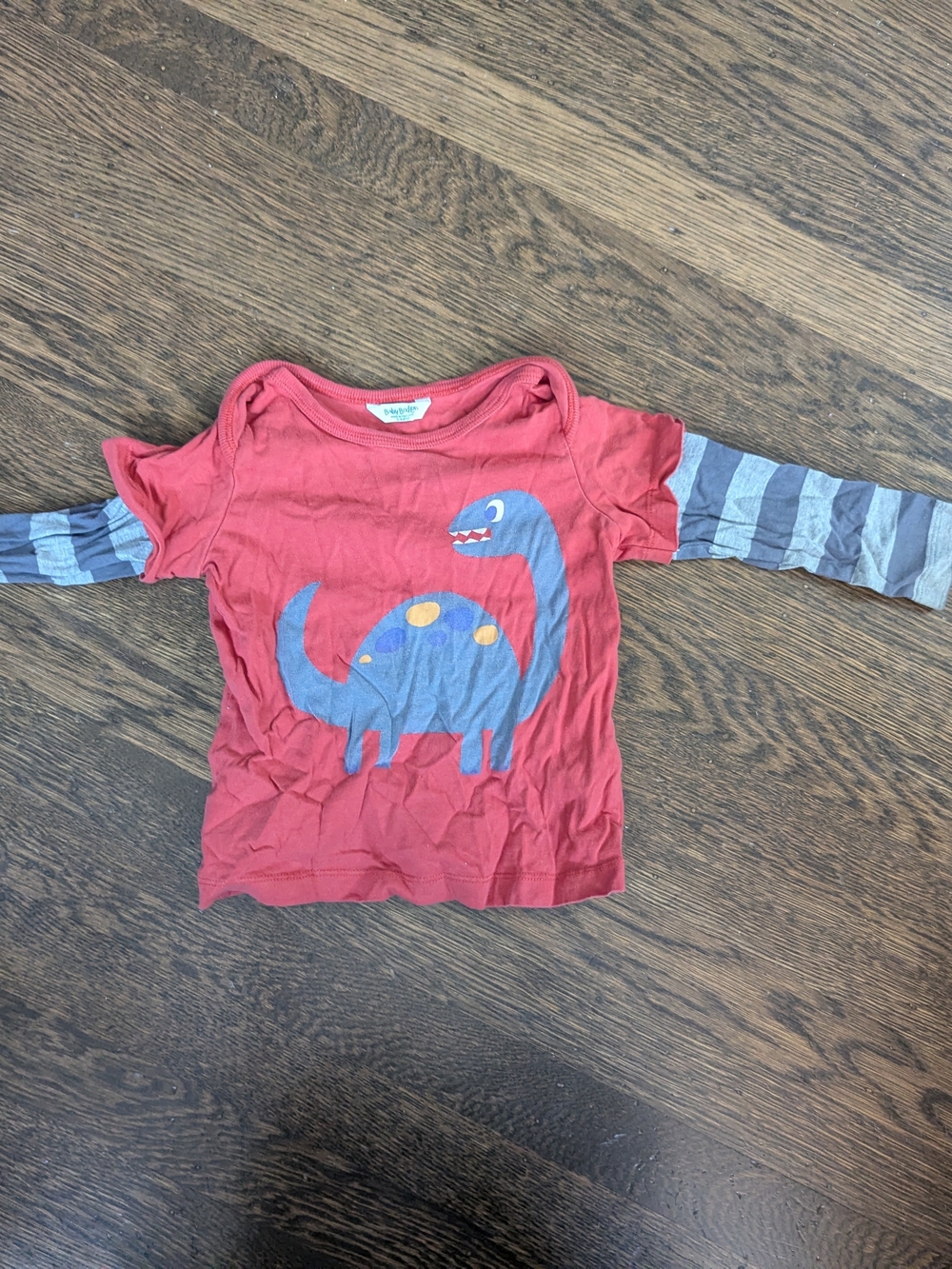 Baby Boden 2011 Dinosaur Layered Sleeve Twofer Tee Red 12-18 months